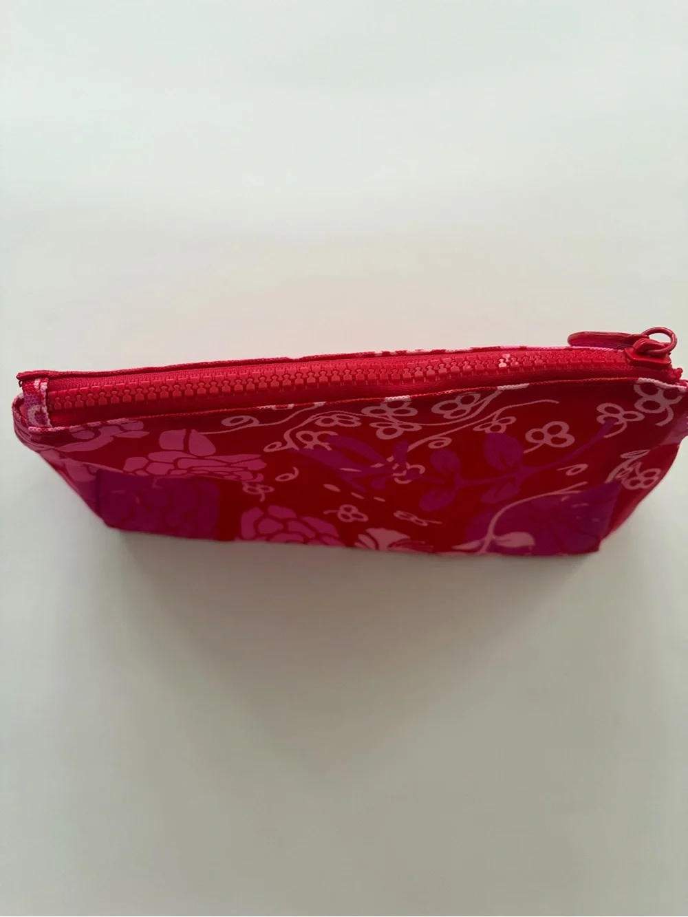 Shiseido Floral Pink & Red Cosmetic Pouch with zipper- never used